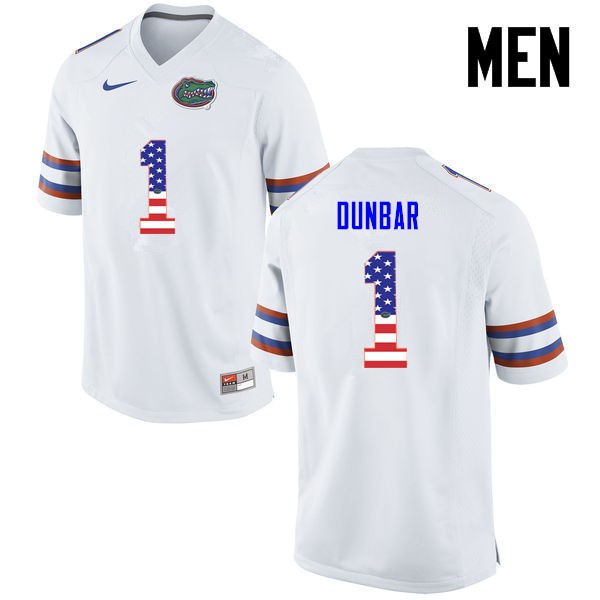 Florida Gators Men #1 Quinton Dunbar College Football USA Flag Fashion White